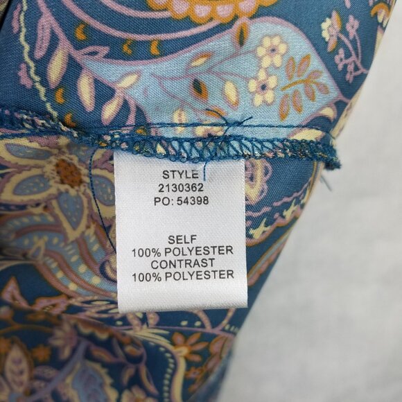 Current Air Blouse Women XS Long Sleeve Boho Paisley Satin Colorful Anthropologi - Picture 12 of 16
